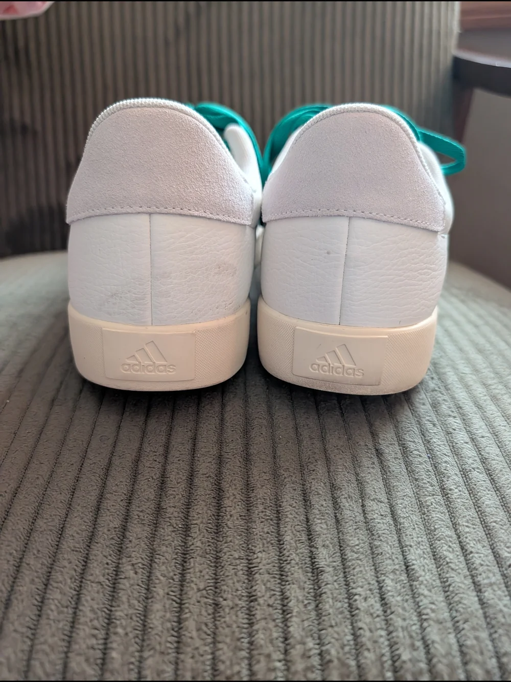 adidas Men’s White Sneakers with green Accents